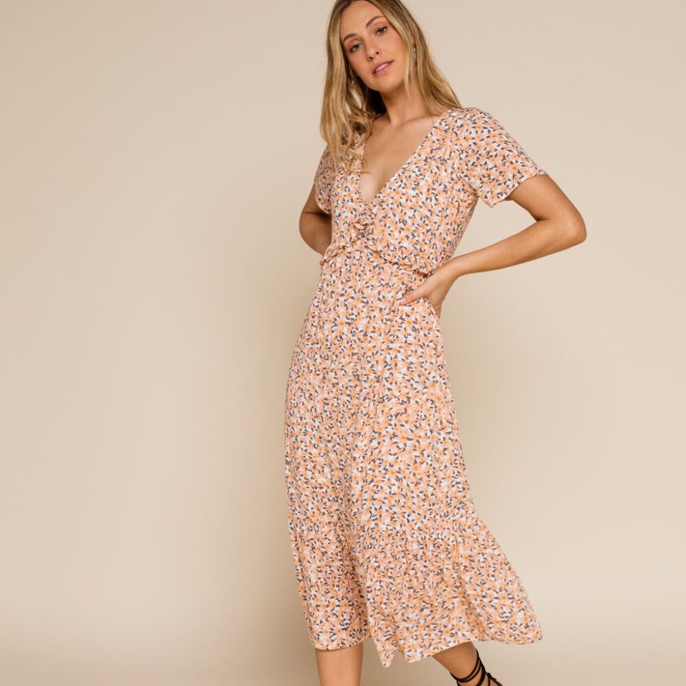 West of Melrose Floral Ruffle Midi Dress